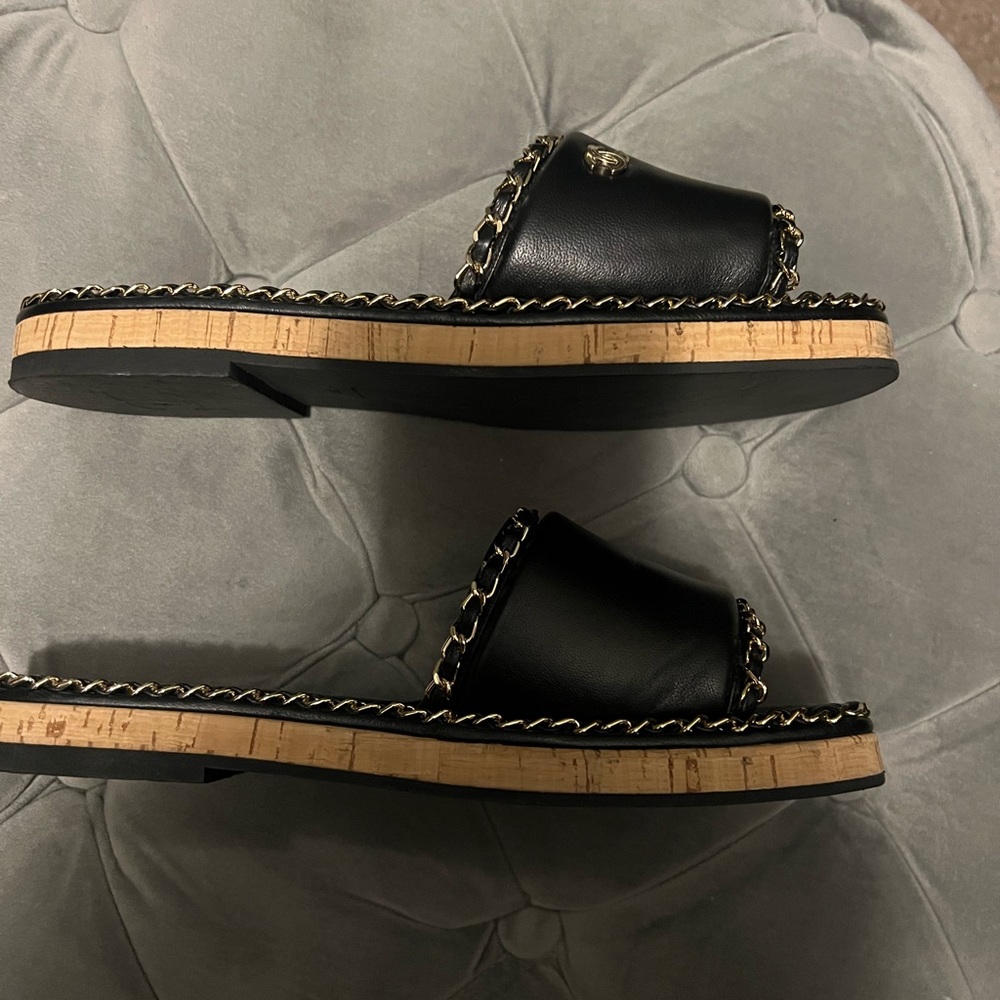 Chanel Black Slides View 2